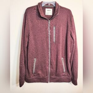 Sonoma Men's Full-Zip Burgundy Knit Sweater Jacket